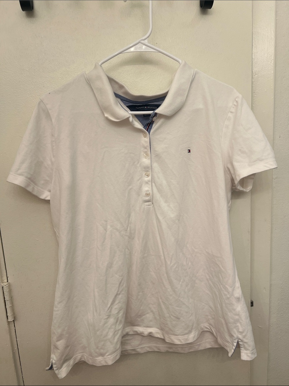 Women’s Tommy Hilfiger White Short Sleeve Button-Front Polo Top